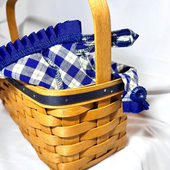 Longaberger 2003- Blue Ribbon Collection Canning Basket-Blue/White/Plastic-Plaid - Picture 13 of 16